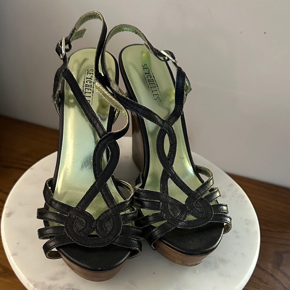 Seychelles Black Strappy Heels